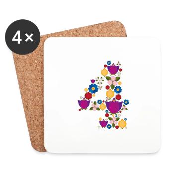 Fleurs 4 - Dessous de verre (lot de 4) - blanc - Devant