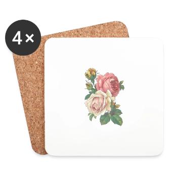 Rose - Untersetzer (4er-Set) - Weiß - Vorne