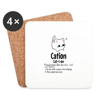 Chemie Katze Kation Chemiker Science Geschenk süß - Untersetzer (4er-Set) - Weiß - Vorne