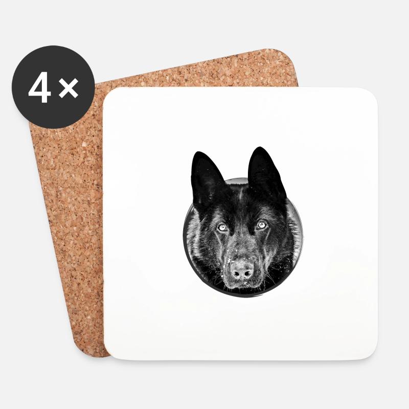 Schäferhund - Untersetzer (4er-Set) - Weiß