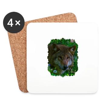 Wolf - Untersetzer (4er-Set) - Weiß - Vorne