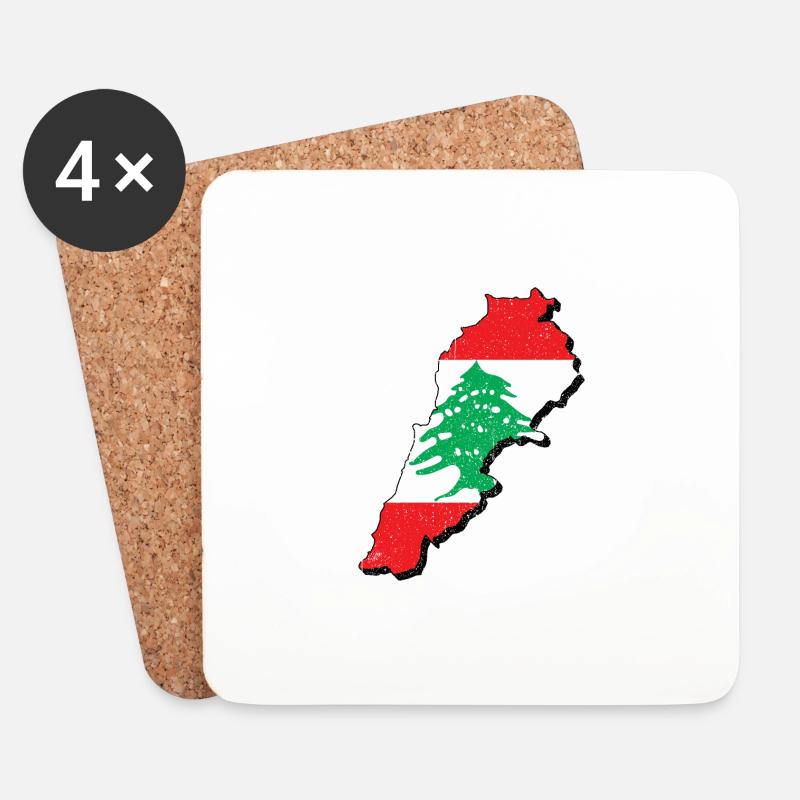 Libanon Libanese Karte Urlaub Reise Geschenk LBN - Untersetzer (4er-Set) - Weiß