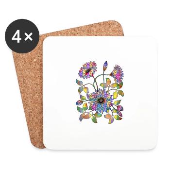 Blumen - Untersetzer (4er-Set) - Weiß - Vorne