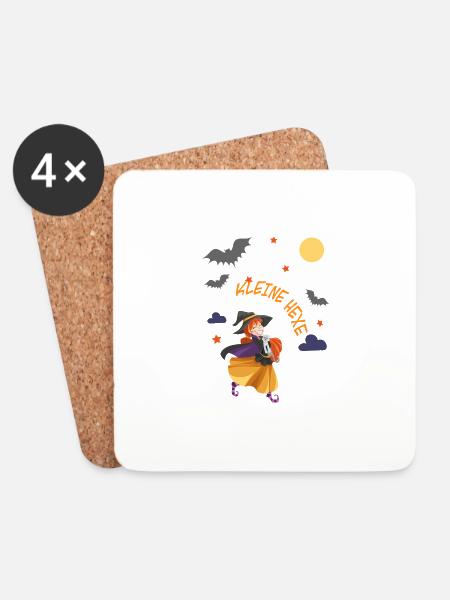 kleine Hexe Halloween - Untersetzer (4er-Set) - Weiß