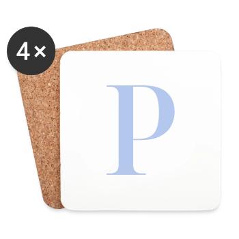 Letter P Blue - Coasters (set of 4) - white - Front