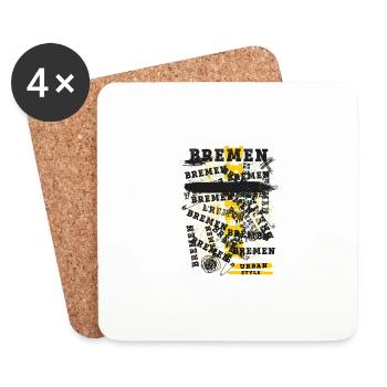 Bremen Germany City Skyline Home Love - Coasters (set of 4) - white - Front
