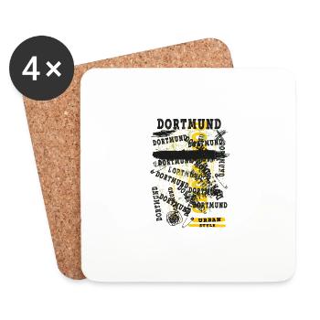 Dortmund Germany City Skyline Home Love - Coasters (set of 4) - white - Front