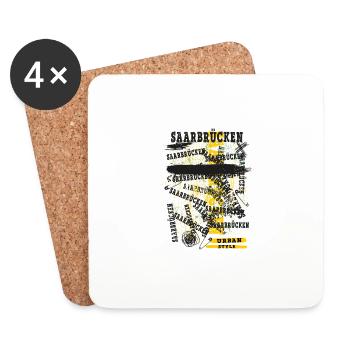 Sarrebruck Allemagne Ville Skyline Home Love - Dessous de verre (lot de 4) - blanc - Devant