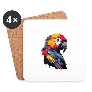 Perroquet Graffiti - Dessous de verre (lot de 4) - blanc - Devant