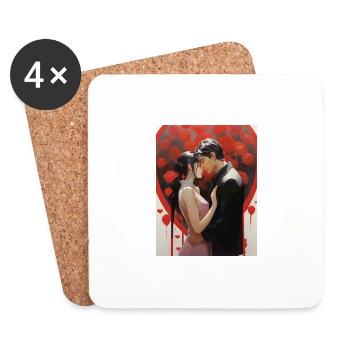 Japanese Manga Couple - Coasters (set of 4) - white - Front