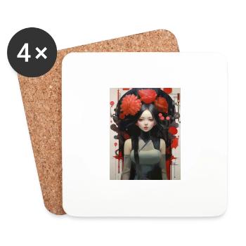 Japanese Manga Wife - Coasters (set of 4) - white - Front