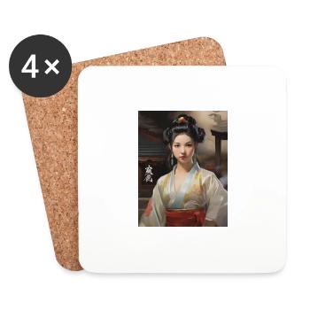 Manga Woman - Coasters (set of 4) - white - Front