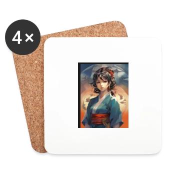Manga Woman - Coasters (set of 4) - white - Front
