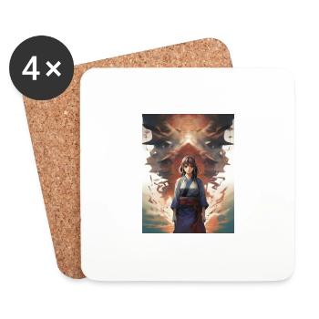 Manga Woman - Coasters (set of 4) - white - Front