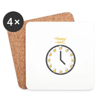 Beer, Happy Hour - Coasters (set of 4) - white - Front