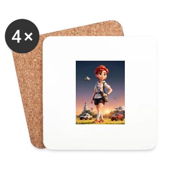 Kid Friendly Animation Nurse - Coasters (set of 4) - white - Front