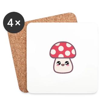 Toadstool Sweet Kawaii - Coasters (set of 4) - white - Front
