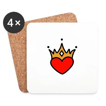 Couronne de coeur Reine - Dessous de verre (lot de 4) - blanc - Devant