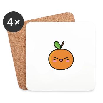 Fruits Orange Mignon Kawaii - Dessous de verre (lot de 4) - blanc - Devant