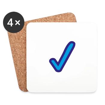 Blue check mark icon - Coasters (set of 4) - white - Front