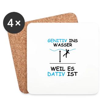 Genitiv Dativ schwarz - Untersetzer (4er-Set) - Weiß - Vorne