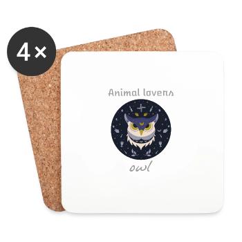 Animal lovers owl design - Untersetzer (4er-Set) - Weiß - Vorne