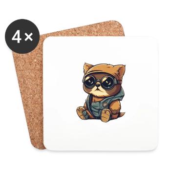 katze cool - Untersetzer (4er-Set) - Weiß - Vorne
