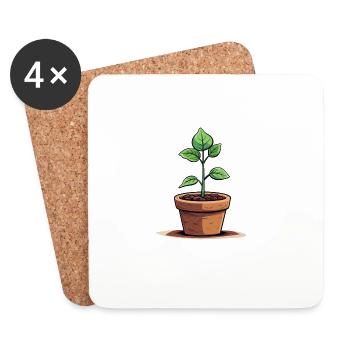 Sweet potted plant - Coasters (set of 4) - white - Front