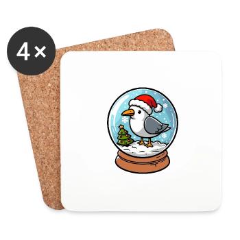 Boule à neige boule à neige Moin Mouette chapeau Noël - Dessous de verre (lot de 4) - blanc - Devant