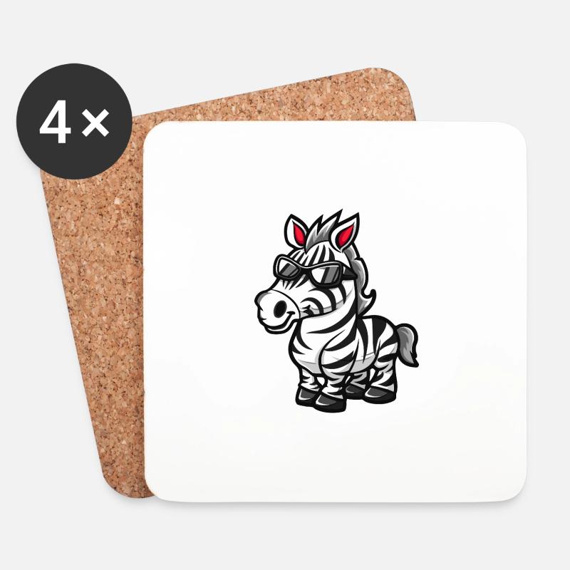 Zebra Cool Tier - Untersetzer (4er-Set) - Weiß