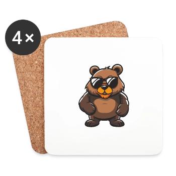 Bär Cool Tier - Untersetzer (4er-Set) - Weiß - Vorne