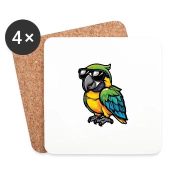 Papagai Cool Tier - Untersetzer (4er-Set) - Weiß - Vorne