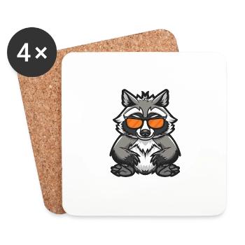 raton laveur animal cool - Dessous de verre (lot de 4) - blanc - Devant