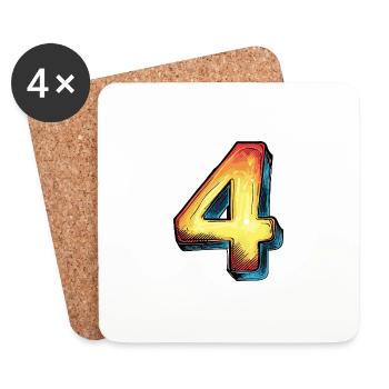 Bande dessinée à 4 chiffres - Dessous de verre (lot de 4) - blanc - Devant