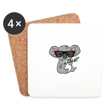 Koala avec des lunettes - Dessous de verre (lot de 4) - blanc - Devant