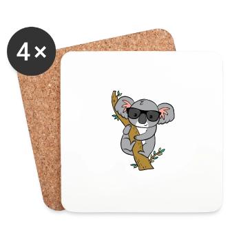 Koala mit Brille - Untersetzer (4er-Set) - Weiß - Vorne
