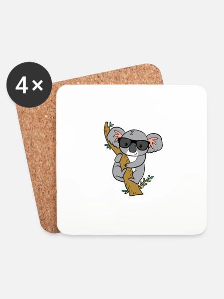 Koala mit Brille - Untersetzer (4er-Set) - Weiß