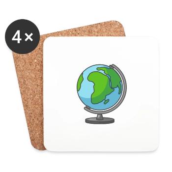 Globe Earth World Globe Globe - Coasters (set of 4) - white - Front