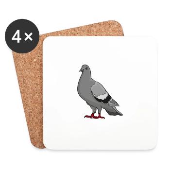 Pigeon - Dessous de verre (lot de 4) - blanc - Devant