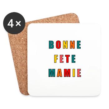 BONNE FÊTE. FÊTE DES MÈRES. FÊTE DES PÈRES. FÊTE - Dessous de verre (lot de 4) - blanc - Devant