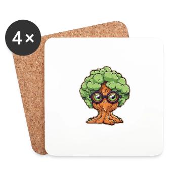 Tree with glasses - Coasters (set of 4) - white - Front