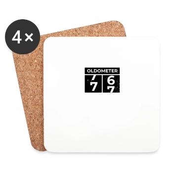 Oldomètre 77e anniversaire drôle slogan Turning 77 - Dessous de verre (lot de 4) - blanc - Devant
