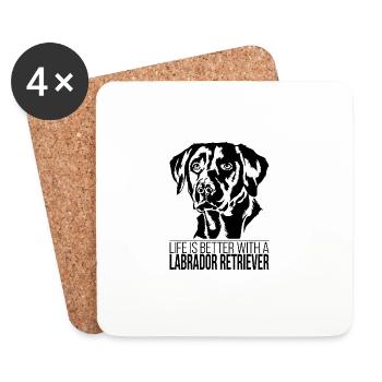 La vie de Labrador Retriever est meilleure Chiens Wilsigns - Dessous de verre (lot de 4) - blanc - Devant