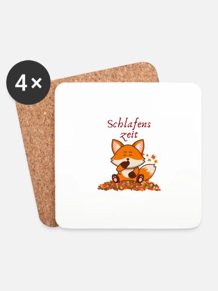 Fuchs, Schlafenszeit - Untersetzer (4er-Set) - Weiß