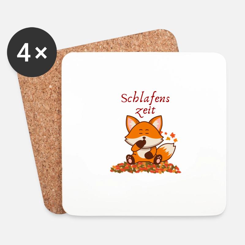 Fuchs, Schlafenszeit - Untersetzer (4er-Set) - Weiß