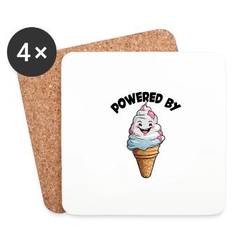 Laughing Ice Cream Cone Funny Ice Cream Design Saying - Coasters (set of 4) - white - Front