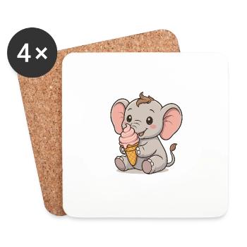 Eiszeit mit Elefant - Untersetzer (4er-Set) - Weiß - Vorne