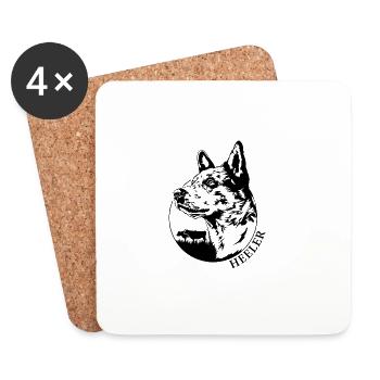 Heeler Portrait Dog Dogs Cattle Dog Wilsigns - Coasters (set of 4) - white - Front