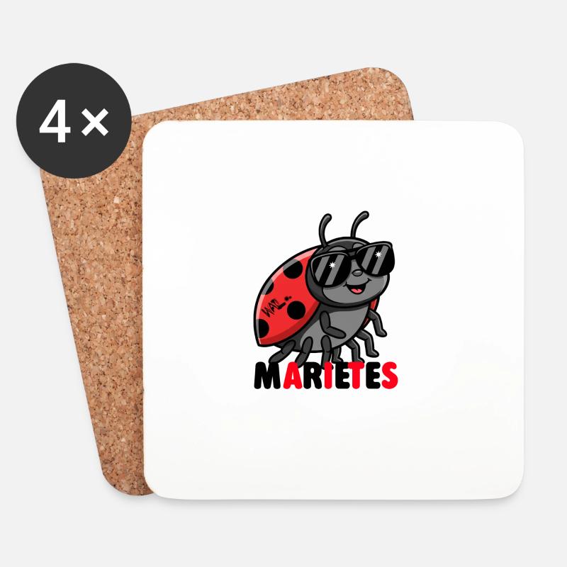 Marienkäfer mit Sonnenbrille - Untersetzer (4er-Set) - Weiß