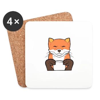 Fox Coffee Coffee Drinker Gift - Coasters (set of 4) - white - Front